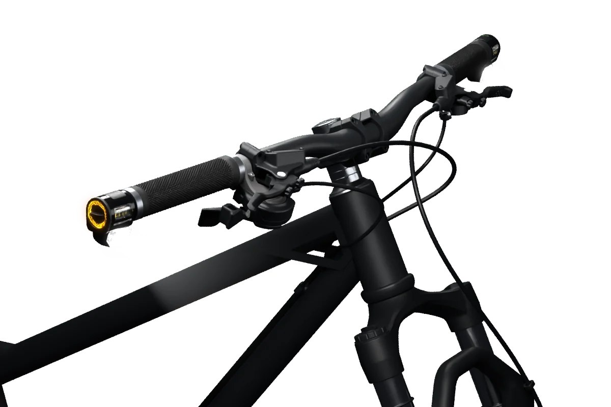 Vélo équipé de SideLights Beam aux deux extrémités du guidon